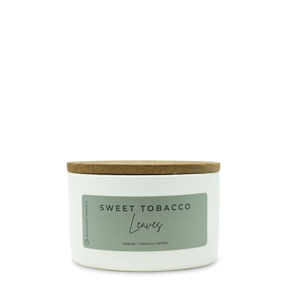 Milkhouse Candle Company Sweet Tobacco Leaves Soy – 10 oz, White