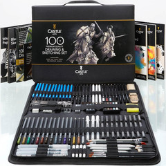 100 Piece Drawing & Sketching Set | Graphite, Charcoal, Pastel, Metallic Pencils