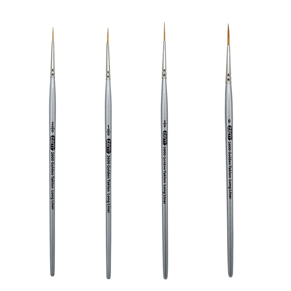 ZEM Brush Golden Taklon Multi Media Long Liner Artist Brush Set 20/0, 10/0, 5…