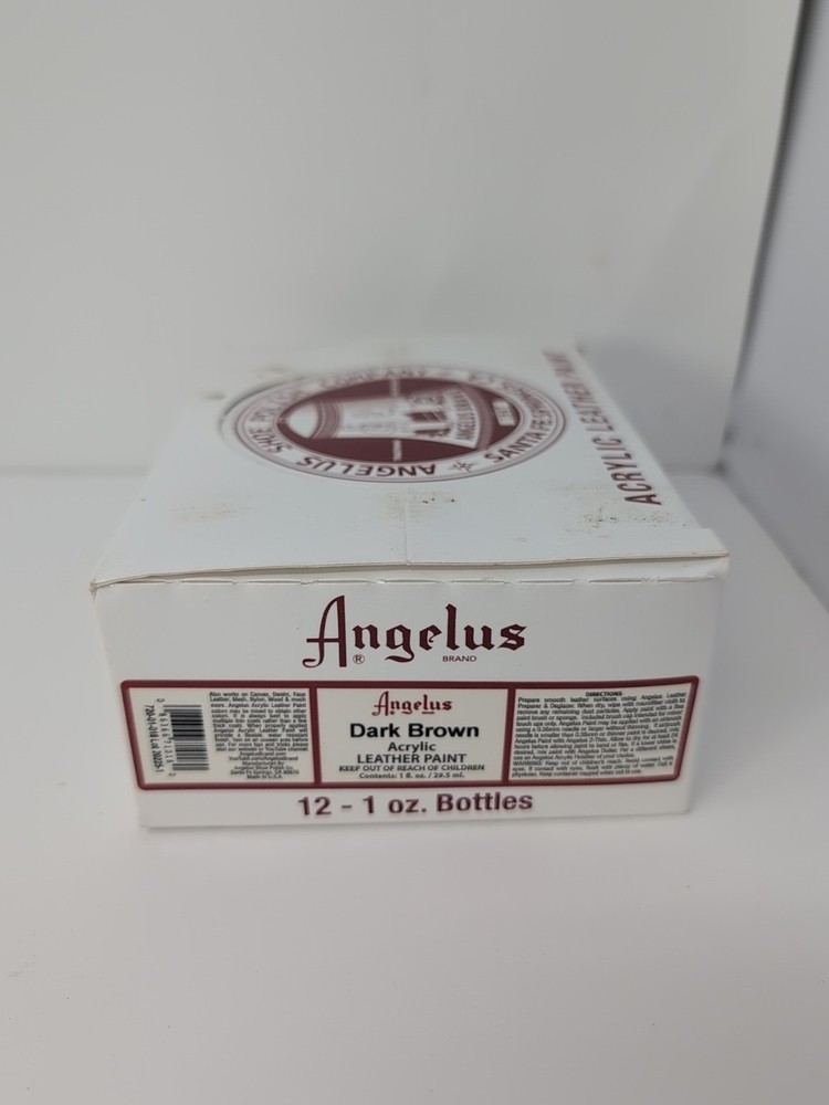 (12) 1 Oz Bottles Of Angelus Acrylic Leather Dark Brown Paint New