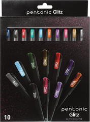 Glitter Gel Pens, 10 Count, 10 Assorted Colors, 1.0 mm Bold Point, Smooth Writin