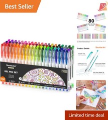 160 Pack Glitter Gel Pens Set 80 Colors with Refills for Adult Coloring Crafts