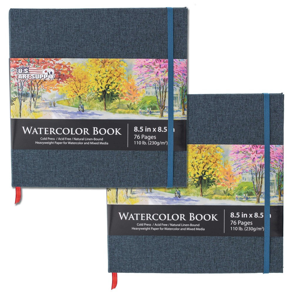 8.5″ x 8.5″ Art Watercolor Book, 2 Pack, 76 Sheets, 110lb, Linen-Bound Hardcover