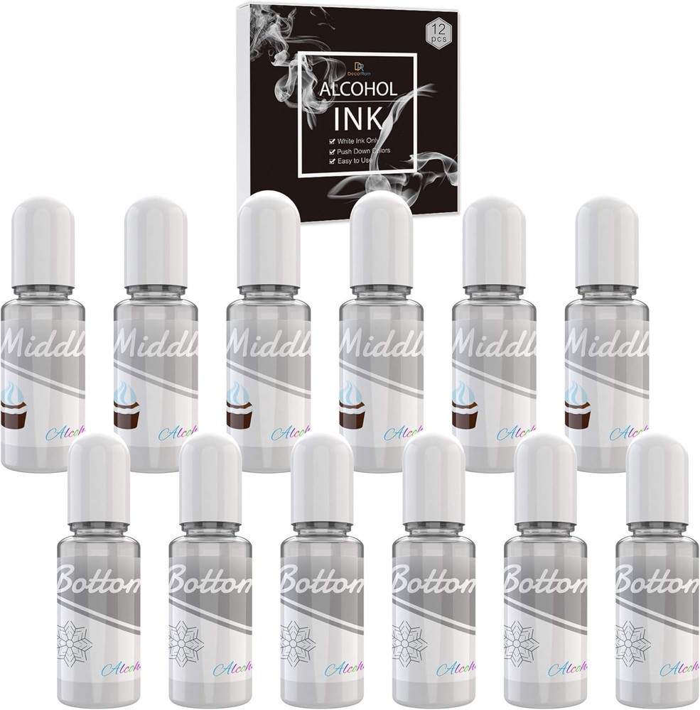 White Alcohol Ink Set – 4 Ounce 2 Type Color for Resin 12 x 10ml