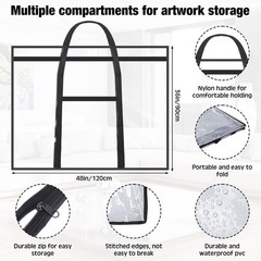 Huhumy Large Art Portfolio Case 48″ x 36″ Poster 48 x 36 inches, Black