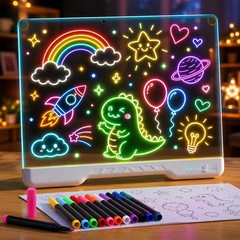 LED Light Board Drawing Pad for Kids, Rechargeable Glow Art Tablet with 12 Color