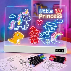 17 Inch Rechargeable LED Drawing Board for Kids, Upgraded 15 Colors Light Up
