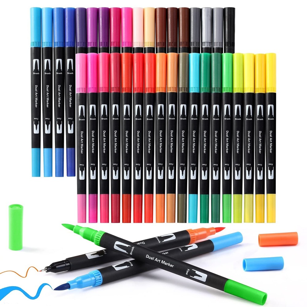 36 Colors Art Brush Markers for Adults Coloring Bullet Journaling Pens