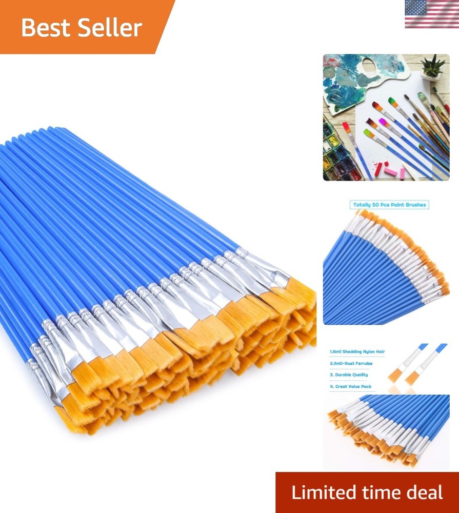 50 Pcs Flat Paint Brushes for Touch Up, Small Paint Brushes for Classroom Cra…