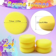 24 PCS 2.9 lnch Sponge Bulk,Pottery Sponges,Paint Sponges, Round Paint Sponge