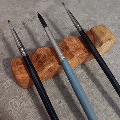 Paintbrush/Dip Pen Rest Handmade For 3 Brushes/Pens. Luxurious Padauk Burl Poly