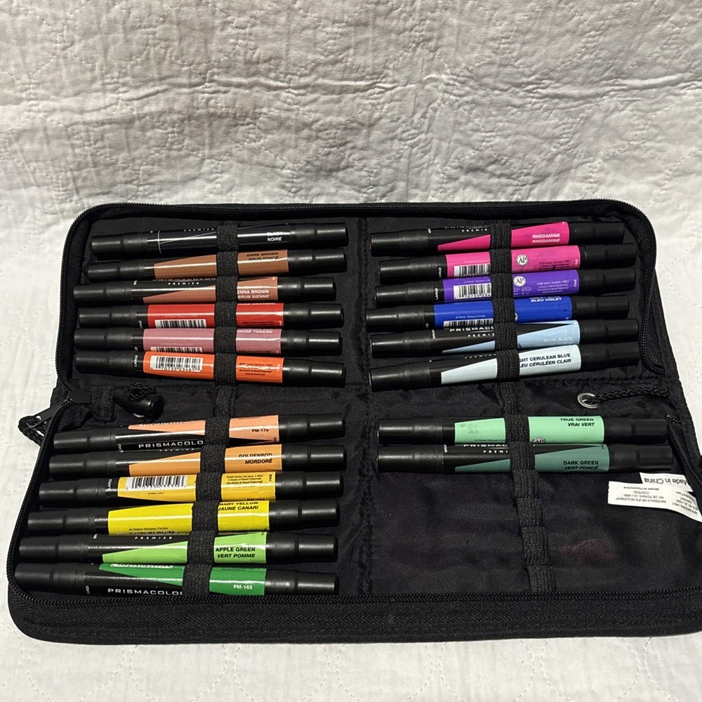 Art Markers Pen Set Prismacolor Double Ended 20 Color Artist & Case