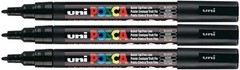 Uni Posca Paint Marker PC-3M Black, 3 Pens 1 Count (Pack of 3), black
