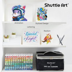 Shuttle Art 240 Colors Alcohol Markers, 239 Colors Dual Tip Art Marker Set Pl…