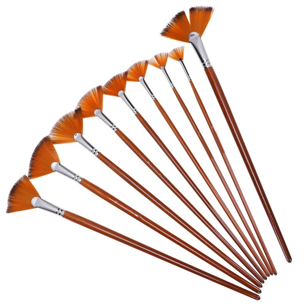 9 Pcs Paint Supplies Fan-shaped Oil Painting Brush Drawing Small