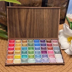 120 Colors Glitter Watercolor Paint Set Wooden Box Artist Painting Art Supplies