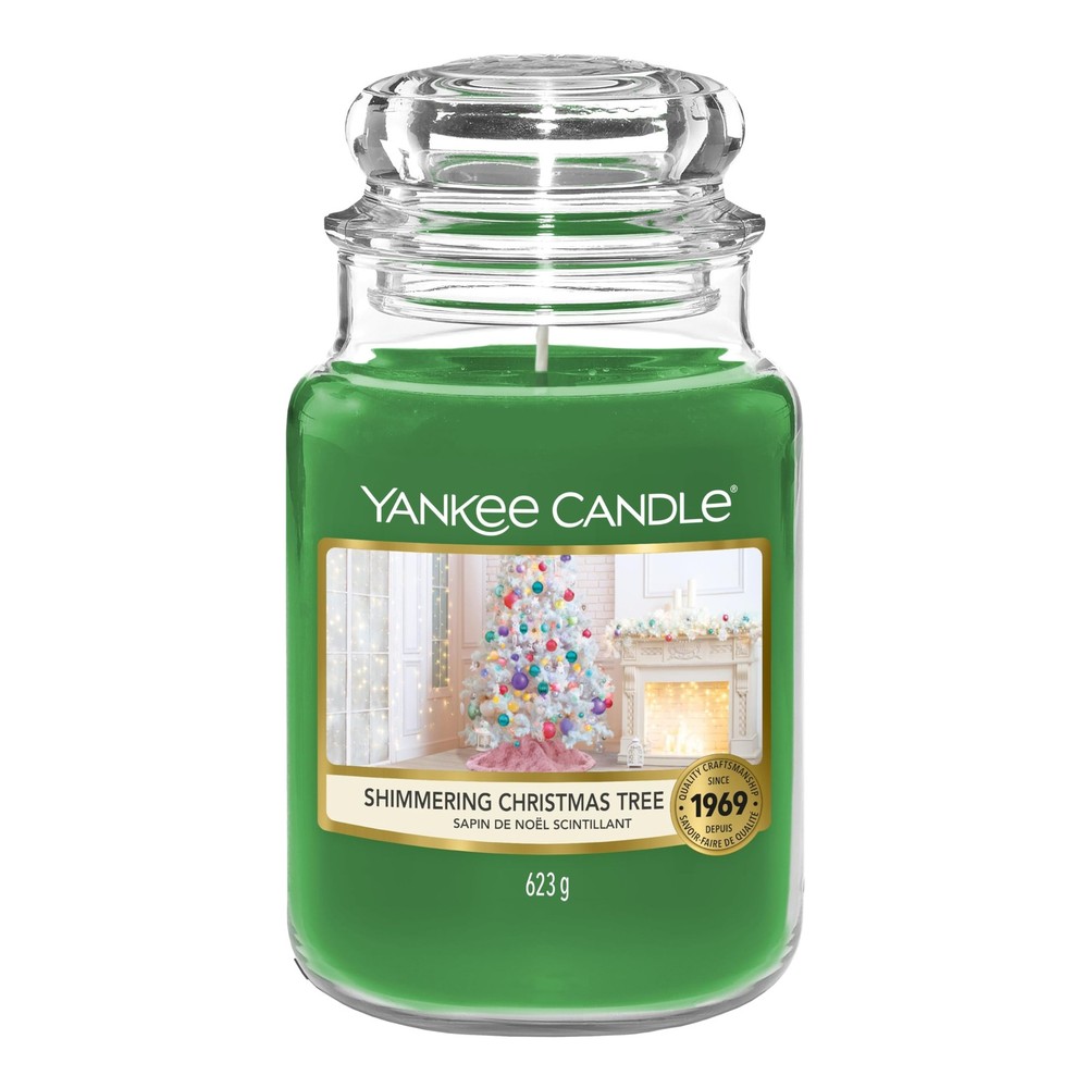 Yankee Candle Holiday 2023 Shimmering Christmas Tree Large, Green,Rose,White