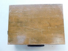 Antique Wooden Painters Box & palette paper Portable Plein Air Artist carry case