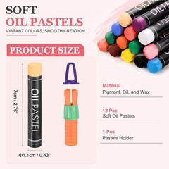 Soft Oil Pastels, 12 Pcs Beige Oil Pastel Art Supplies with Crayon Holder
