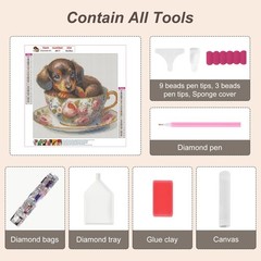 Anuver Dog Full Drill Diamond Art Kits for Beginner, DIY Medium, Multicolor