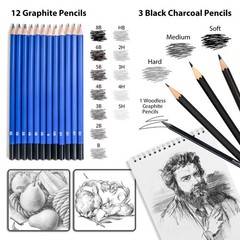 76 Pack Professional Drawing Sketching Kit – Art Set with Sketchbook Graphite…
