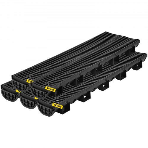 Trench Drain System, Channel Drain with Plastic Grate, 5.7×3.1-Inch HDPE Dra…