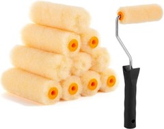 Bates- Paint Rollers, 4 inch Paint Roller with 10 Covers, Cream, Wall Painting