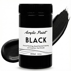 Black Acrylic Paint 300ml (10.2oz) – High Coverage, Opaque, Lightfast & Water…