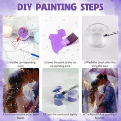 Framed Kissing Paint by Numbers for Adults Beginner DIY Acrylic Canvas 16×20