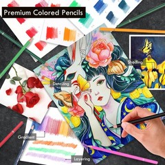 KALOUR 180 Colored Pencil Set for Adults Artists – Rich Pigment Soft Core -12…