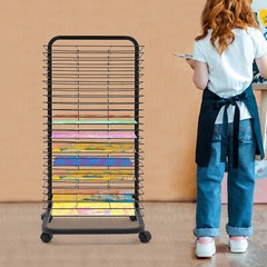 Art Drying Rack – 20/25 Flexible Shelves, Mobile Paint Drying Rack with 4 Wheels