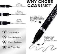 3-Pack Liquid Chrome Markers, Permanent Paint Pens for Metal & Plastic
