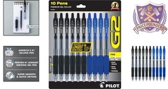 Refillable Gel Pen Set 0.7mm Fine Point Black Blue Retractable Office Supplies