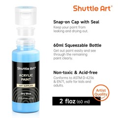 Shuttle Art 80 Colors Acrylic Paint, 2 Fl Oz (Pack of 80), Regular