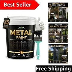 Water-Based Black Matte Metal Paint – 35 Fl Oz for Durable Indoor/Outdoor Use