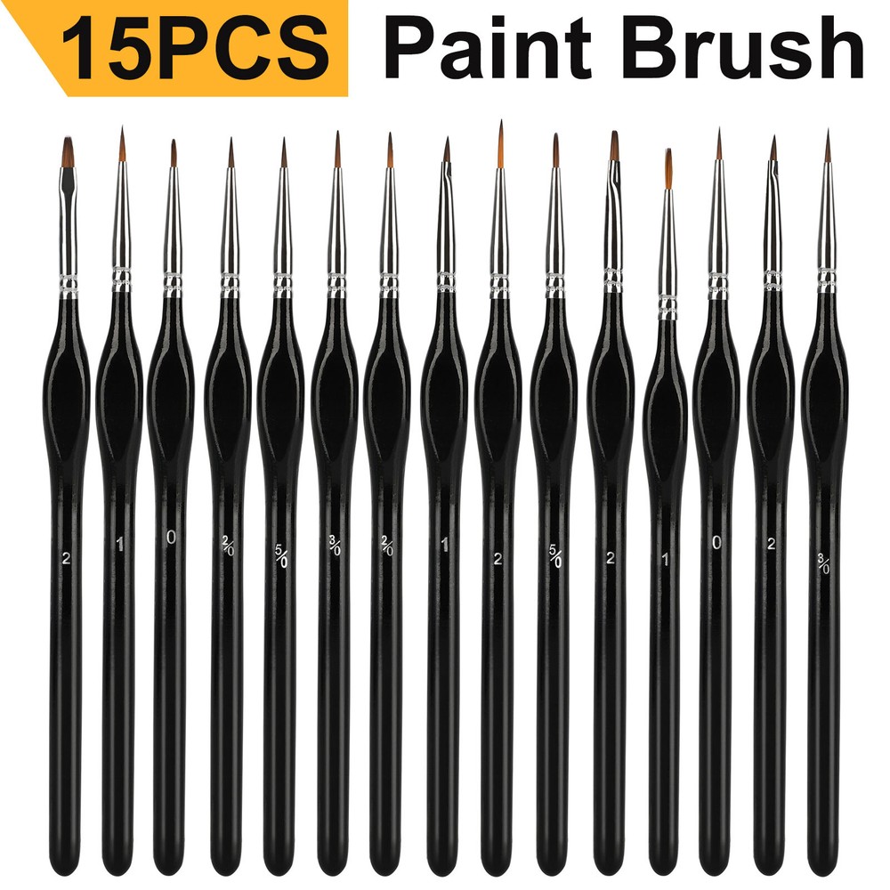 15PCS Miniature Paint Brushes Fine Tip Set for Art Nail Model Craft Oil Painting