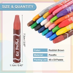 Red Brown Oil Pastels, 48Pcs Soft Oil Crayons Creamy Pastels Stick Art