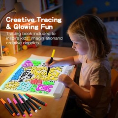 LED Light Board Drawing Pad for Kids, Rechargeable Glow Art Tablet with 12 Color