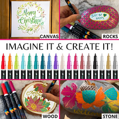 18 Colors Acrylic Paint Marker Pens 0.7mm Fine Tip for Rock Canvas Ceramic Art