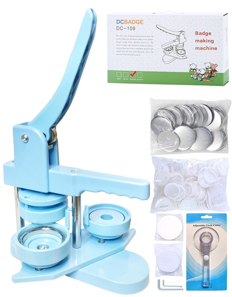 Button Maker Machine 58mm 2.25in Installation Free DIY Light Blue DC109 DCBADGE