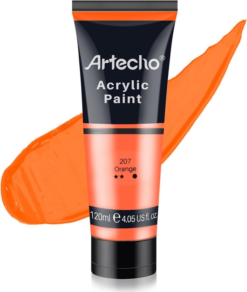 Artecho Orange Acrylic Paint, Orange Paint (120ml / 4.05oz) Tubes