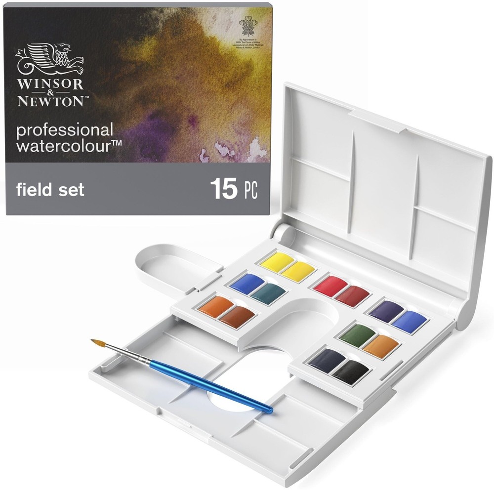 Winsor & Newton Professional Watercolour Compact Set – 14 Half Pans + Brush
