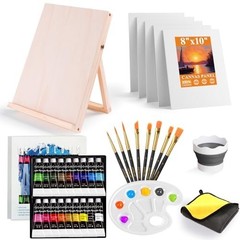 Acrylic Paint Set for Kids & Adults – 18 Colors, 8 Brushes, 5 Canvas Panels