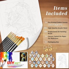 Paint By Numbers Cat Masterpiece Cat Without Pearl Earring Art Full Drill Diy