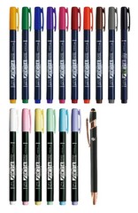 Tombow Fudenosuke Brush Pen Set 16 Colors Hard Tip Soft Tip Water Based Ink