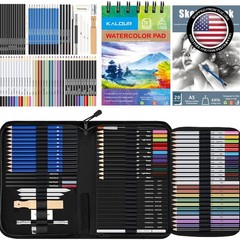Luxury Portable 76-Piece Drawing Kit with Watercolors, Sketchbook & Accessories