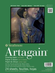 400 Series Artagain Pad, Coal Black Paper, Glue Bound, 9×12 inches, 24 Sheets