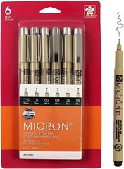 Sakura Pigma 30062 Micron Blister Card Ink Pen Set Black Assorted 6 Pack NEW