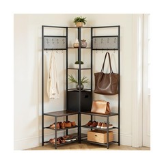 VEVOR Corner Hall Tree with Shoe Bench, 70.9 in Coat Rack with … USA FAST SHIP