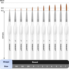 Detailing Brush Set, 11 Pcs Miniature Paint Brushes with Triangular Handles, Pai